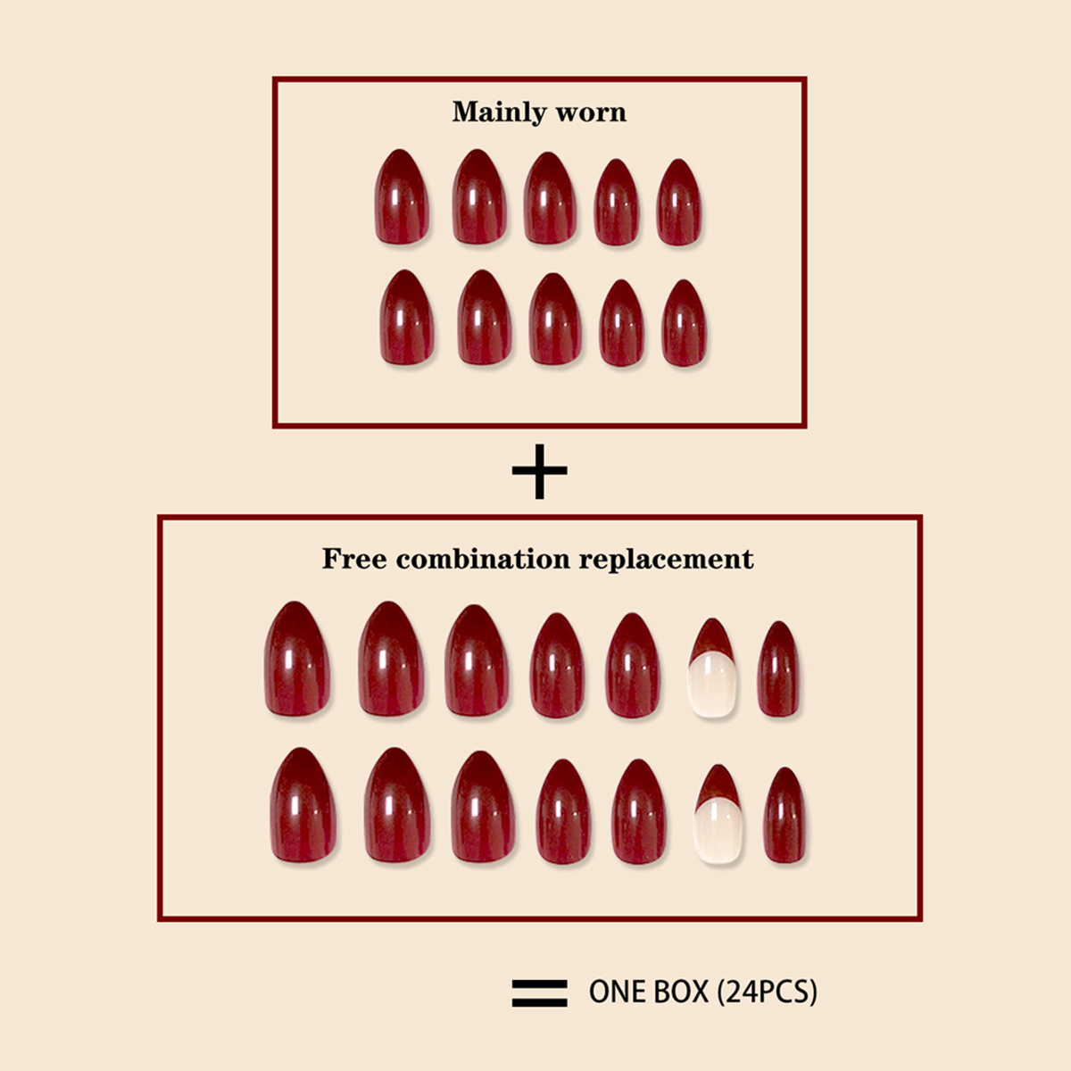 Striped Merlot Red Nails